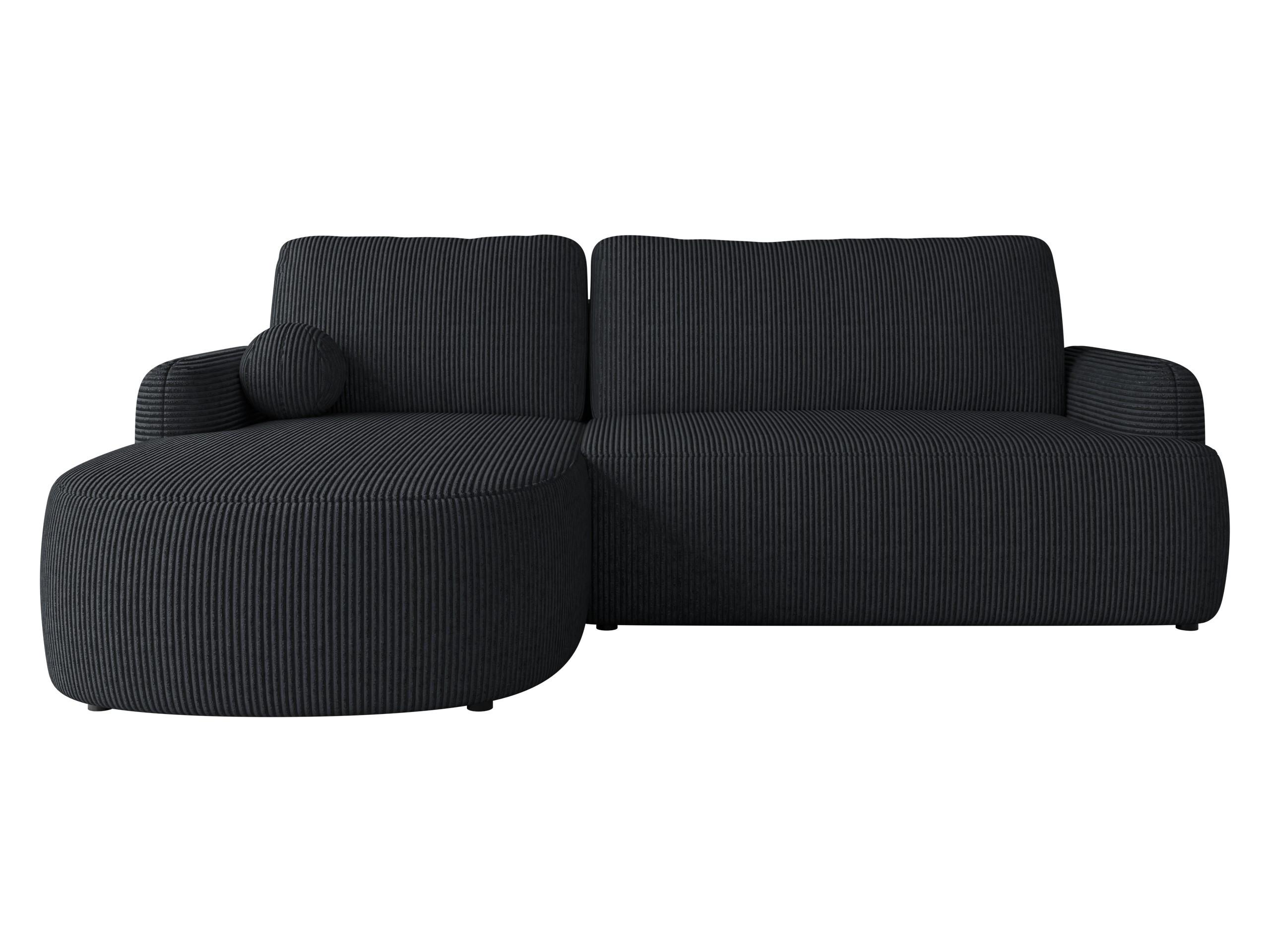 ECKSOFA Loridu Cord, Seite: Links - Schwarz, Holz/Kunststoff (250/174cm) - MIRJAN24
