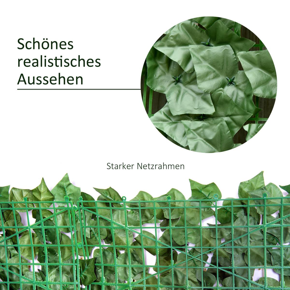 KÜNSTLICHE Hecke Sichtschutzhecke Pflanzen Hecke Wanddekoration Dunkelgrün - Grün, Kunststoff (100/1cm) - Outsunny