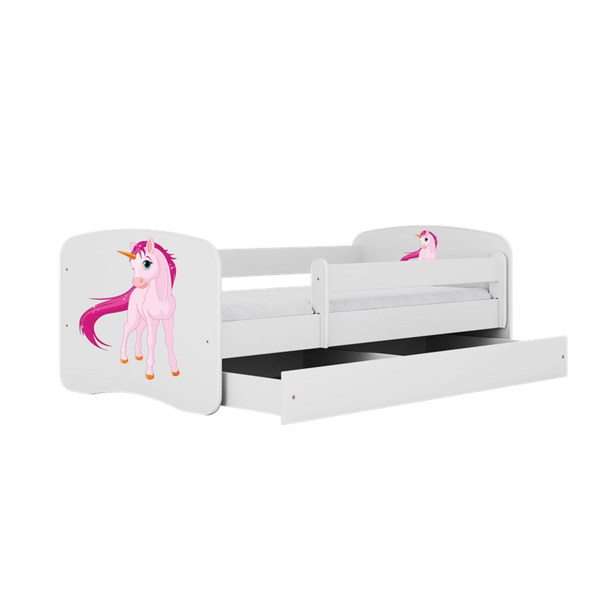 KINDERBETT Einhorn mit Schublade und Matratze 160/80 - Weiß, Holzwerkstoff (80/160cm) - RAUMHIRSCH FURNITURE