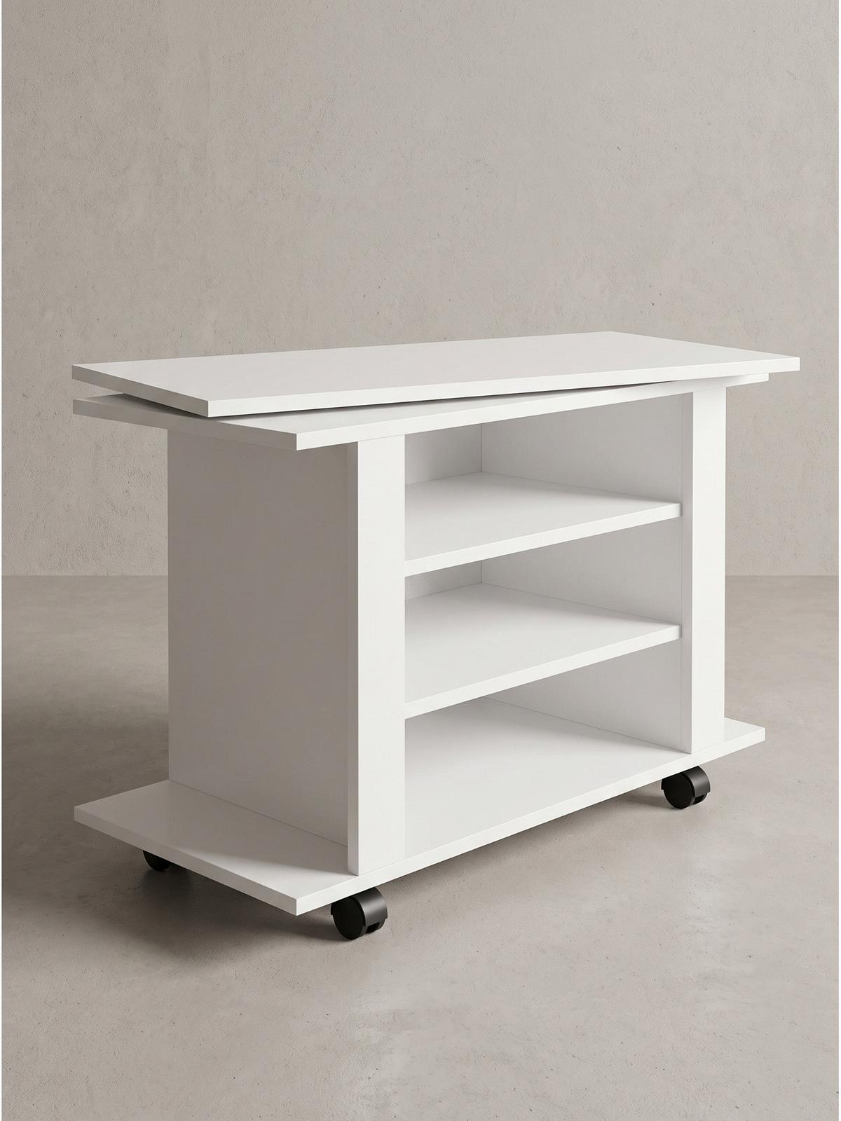FERNSEHTISCH SEGRE, Spanplatte, mit Ablagen, Weiß, 78 x 38 x 51 cm - Weiß, Holzwerkstoff (78/51/38cm) - KADIMA DESIGN