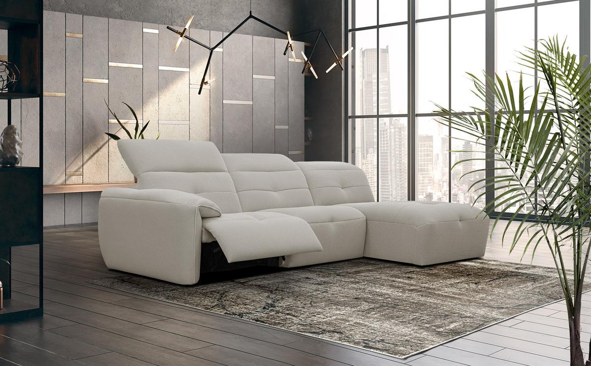 ECKSOFA TRENTO 4-Sitzer mit 1 Relaxfunktion, beige - Beige/Schwarz, Holzwerkstoff/Kunststoff (262/165cm) - Wozimo