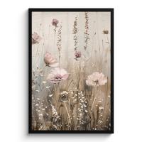 POSTER MIT RAHMENGERAHMTES BILD Blumen - Rosa - Modern - Beige 60x90 cm - Beige, Papier (60/90cm) - MuchoWow