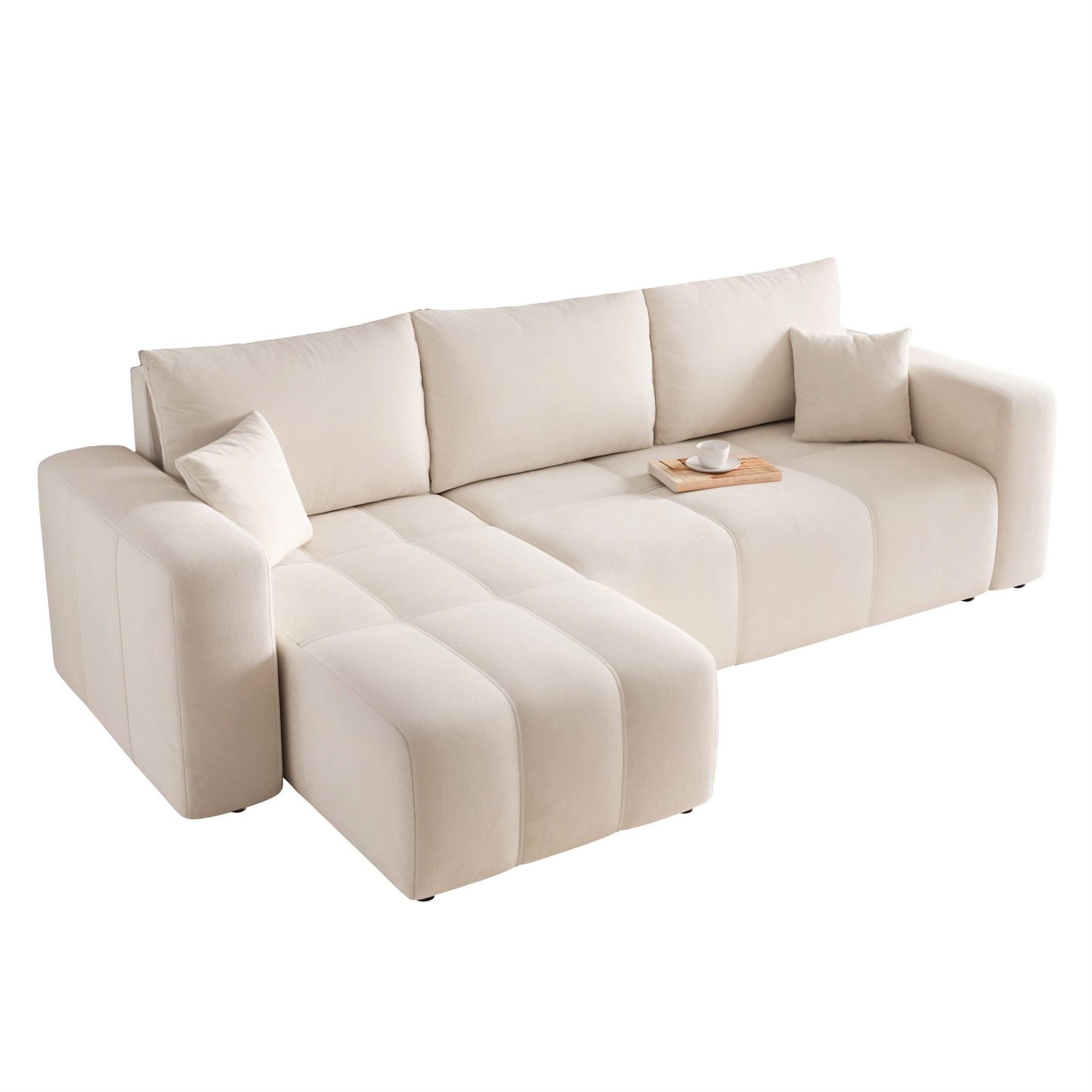 ECKSOFA Leros Mit Schlaffunktion - Creme, Holzwerkstoff/Textil (248/145cm) - Fun Möbel