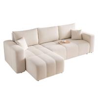 ECKSOFA Leros Mit Schlaffunktion - Creme, Holzwerkstoff/Textil (248/145cm) - Fun Möbel