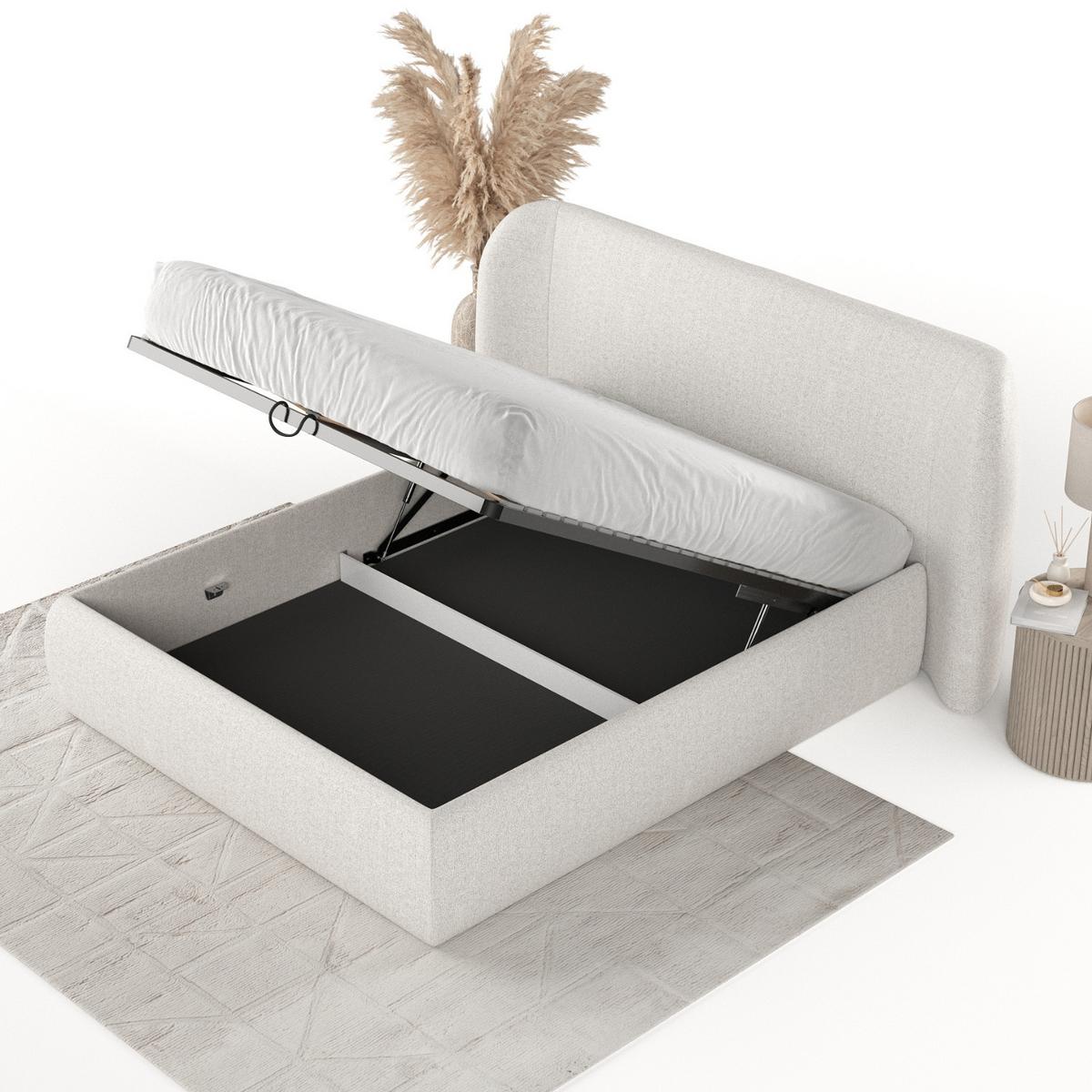 POLSTERBETT Bellano mit Stauraum 160/200 cm Hellbeige im Riva Stoff - Beige/Schwarz, Holz/Holzwerkstoff (160/200cm) - AltaBeds