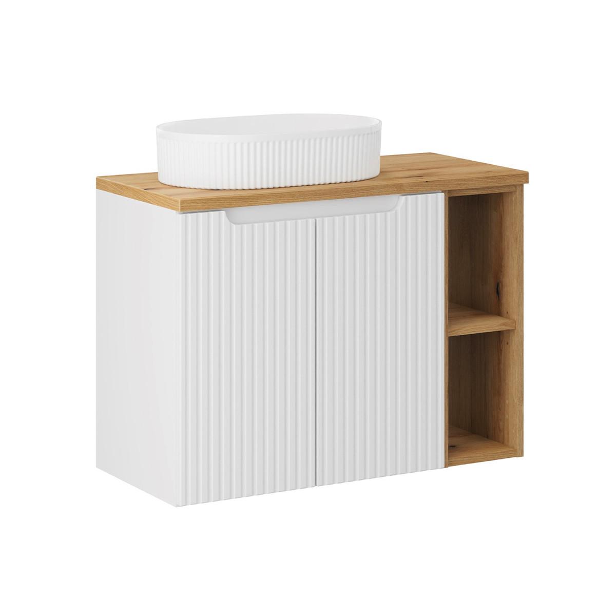 WASCHTISCH 80.4cm Riva Weiß und Holz - Weiß, Holzwerkstoff (80.4/59.5/40cm) - Petits-meubles
