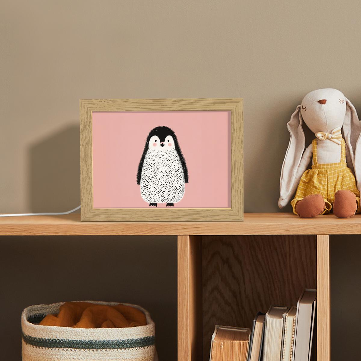 NACHTTISCHLAMPE Pinguin - Punkte - Minimalistisch - Rosa 20x15 cm - Rosa, Holzwerkstoff (8/20/15cm) - OnlyWow