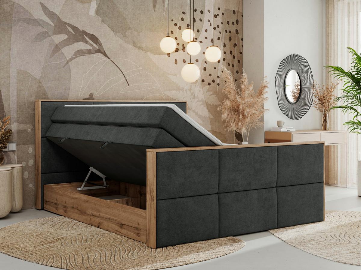 BOXSPRINGBETT ALBERO 2 KING DUO 180/200 Dunkelgrau Strukture - H3 - Dunkelgrau, Holz/Textil (180/200cm) - MKS