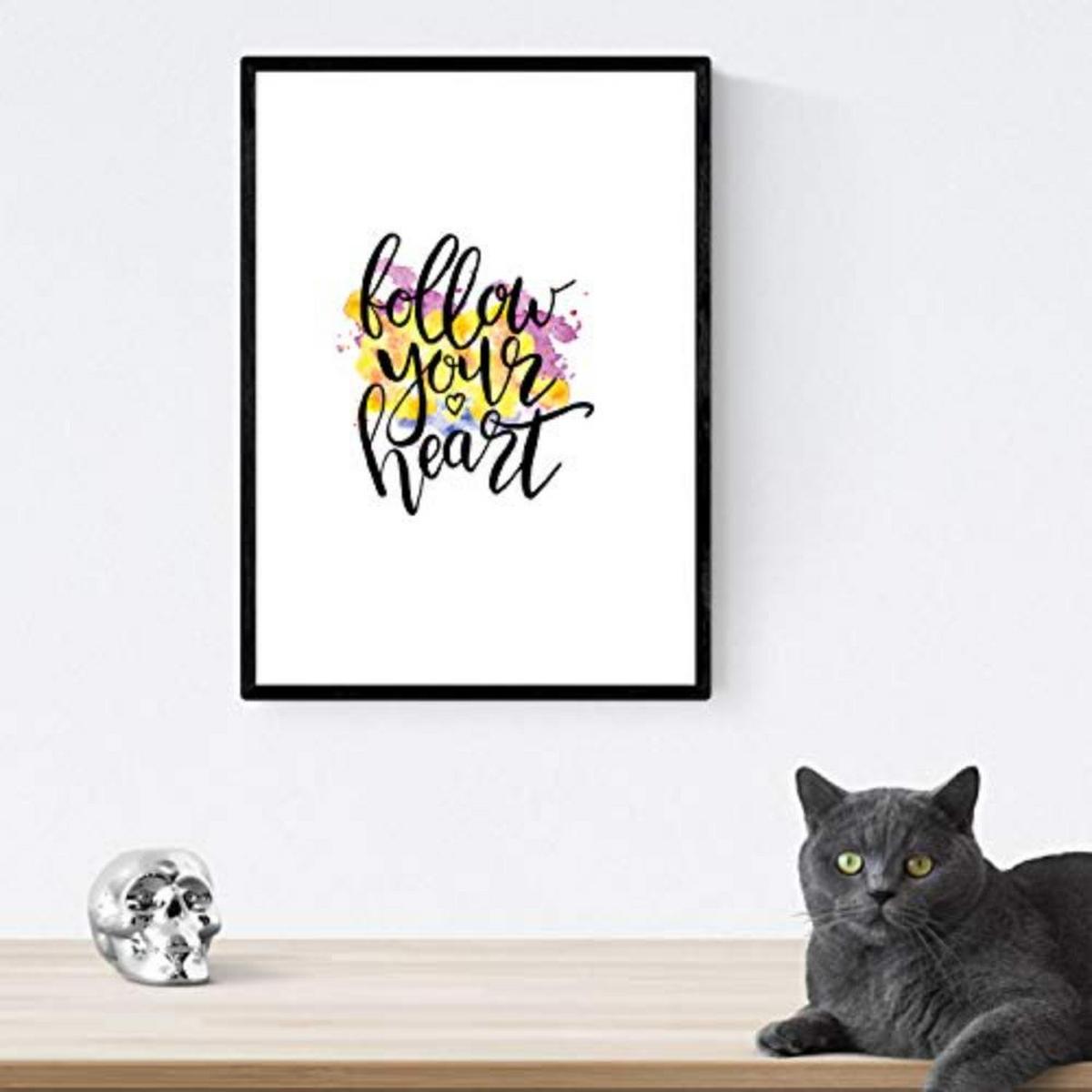 POSTER Set mit 4 glücklich und bunt ‚folgen‘ A3 Rahmenlos - Klar, Papier (29.7/3cm) - Nacnic