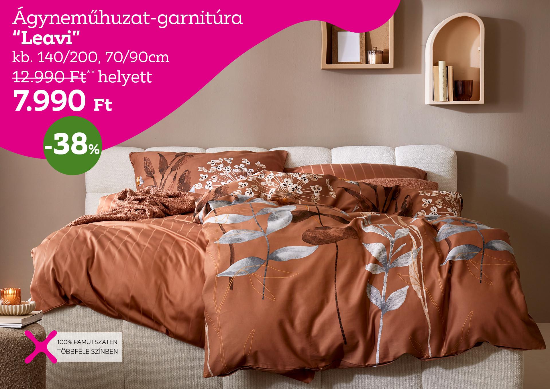 Ágyneműhuzat-garnitúra LEAVI 12990 Forint helyett 7990 Forint, kedvezmény mértéke 38%