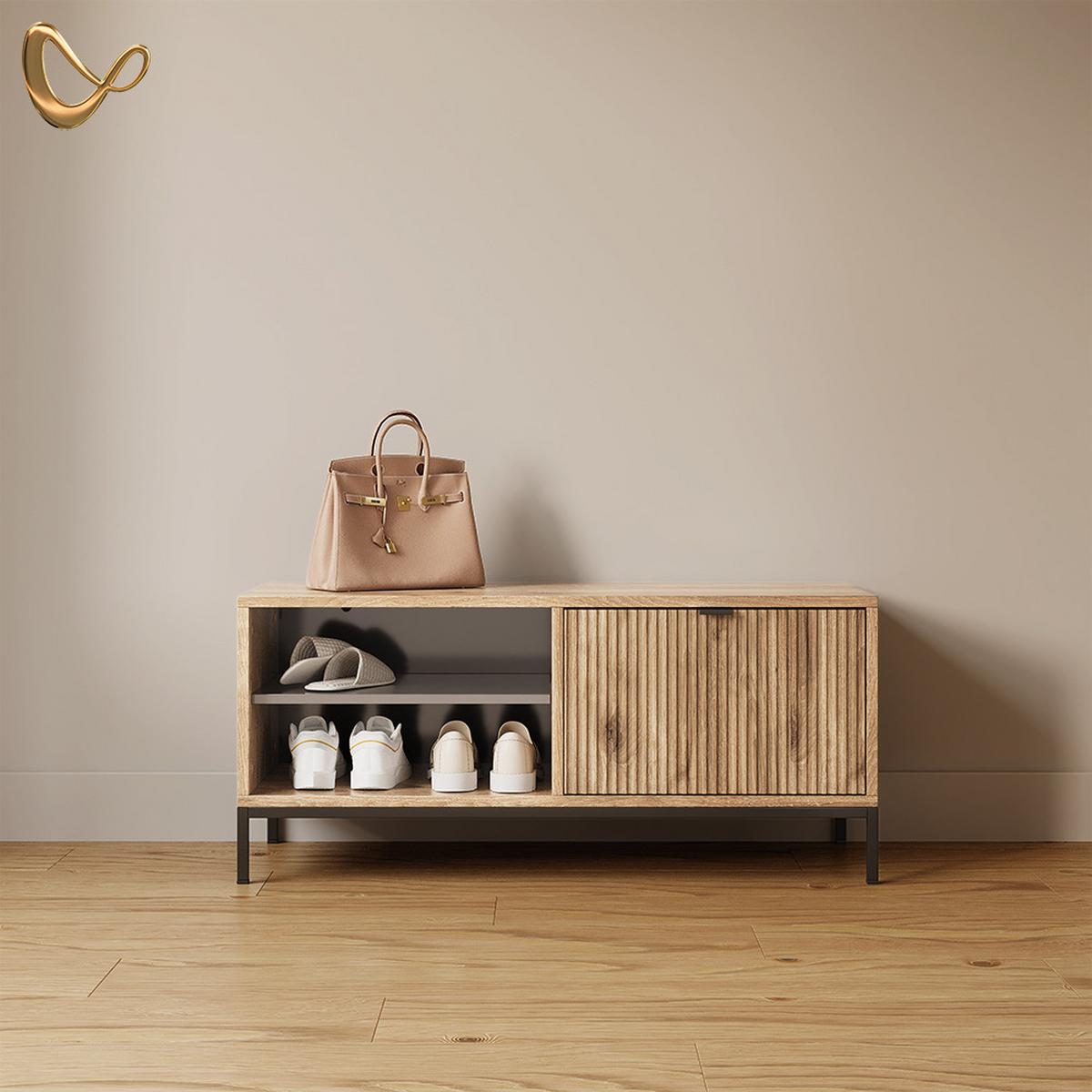 SCHUHSCHRANK Aterno Viking Oak 100 x 45 cm mit Klapptür - Eichefarben, Holzwerkstoff (100/45/40cm) - Livinity®