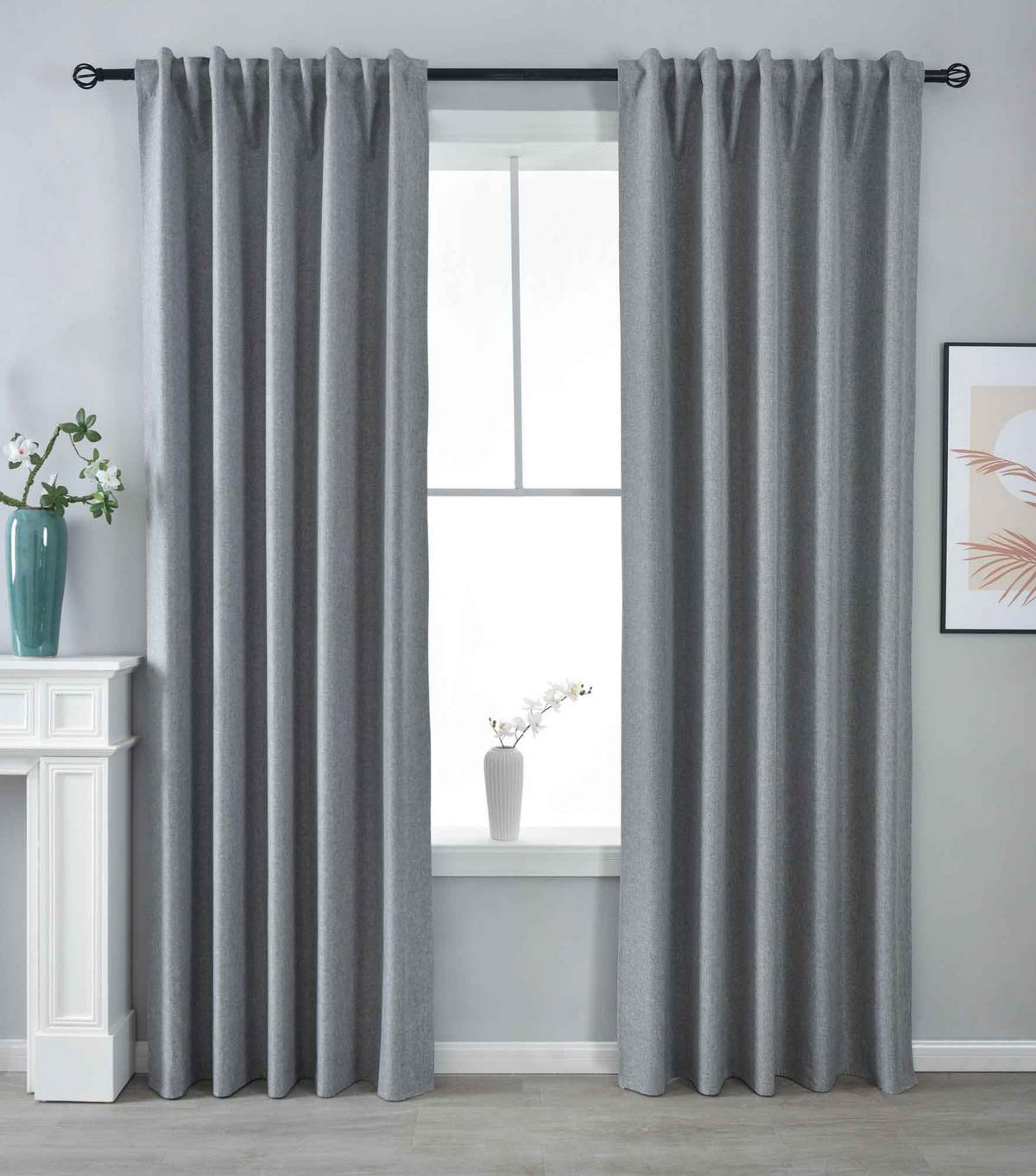 VORHANG 2ER SET BOSTON DARK HxB 245x140 cm Grau - Grau, Textil (140/245cm) - Gardinenbox