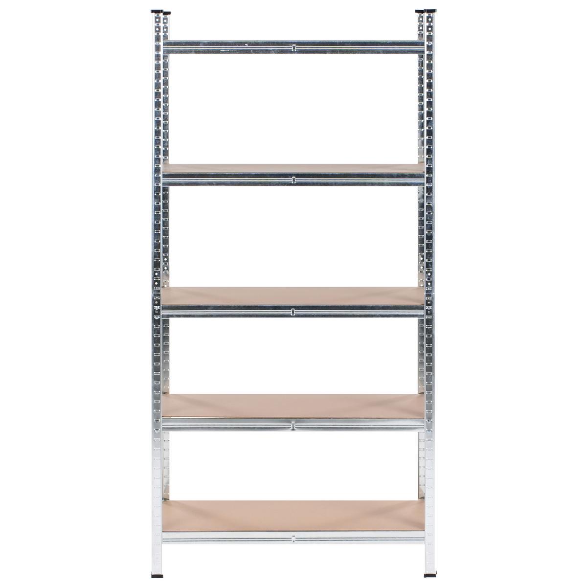 GARAGENREGAL Metall 150 /75 cm Silber Xitta - Silberfarben/Braun, Metall (75/150/30cm) - Beliani