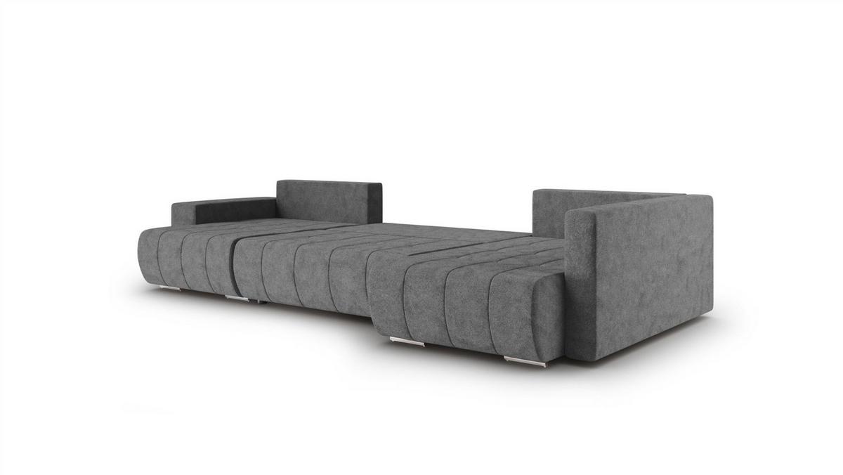 WOHNLANDSCHAFT Armanda - Dunkelgrau, Holzwerkstoff/Textil (185/83/392cm) - Fun Möbel