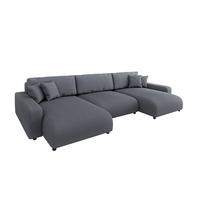 WOHNLANDSCHAFT Emma Grau Cord - Schwarz/Grau, Holz/Kunststoff (332/78/170cm) - S-Style Möbel