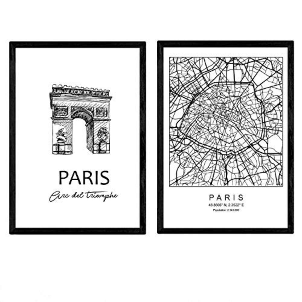 POSTER Set Mit 2 Städte Denkmäler Paris Triumphbogen A3 Rahmenlos - Klar, Papier (29.7/5/42cm) - Nacnic