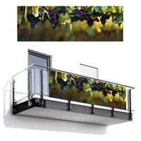 BALKON-SICHTSCHUTZ Trauben - Wein - Natur - Grün Windschutz 300x100 cm - Weinrot, Kunststoff (300/100cm) - MuchoWow