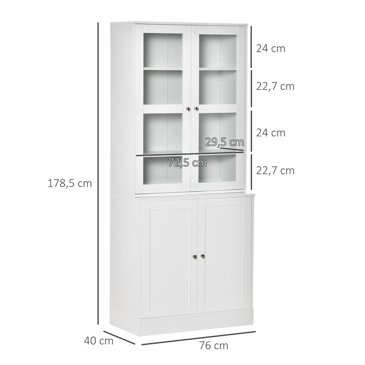 BÜCHERREGAL mit 4 Fächer 76Lx40Bx178,5Hcm, weiß - Weiß, Metall (40/178.5/76cm) - HOMCOM
