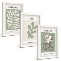 BILDER SET 3er Set - 20x30 cm Weißer Rahmen - Poster mit Pflanzenmustern von Matisse - Weiß, Kunststoff (20/30cm) - TULUP