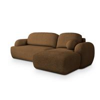 ECKSOFA MODENZA N R-S Braun Boucle-Stoff mit Schlaffunktion - Schwarz/Braun, Holz/Kunststoff (266/148cm) - MASSENO