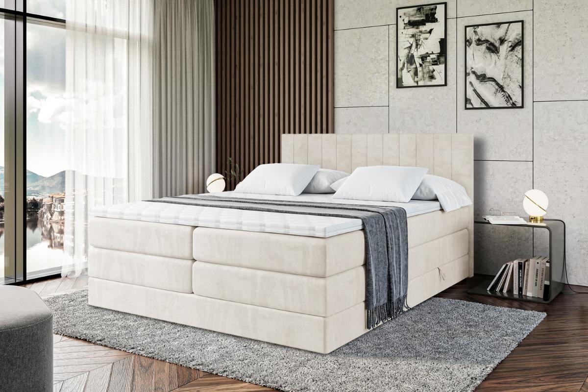 BOXSPRINGBETT EDITA KING - 180x200 - H3/H4 - Creme - Creme, Holzwerkstoff (180/200cm) - ALTDECOR