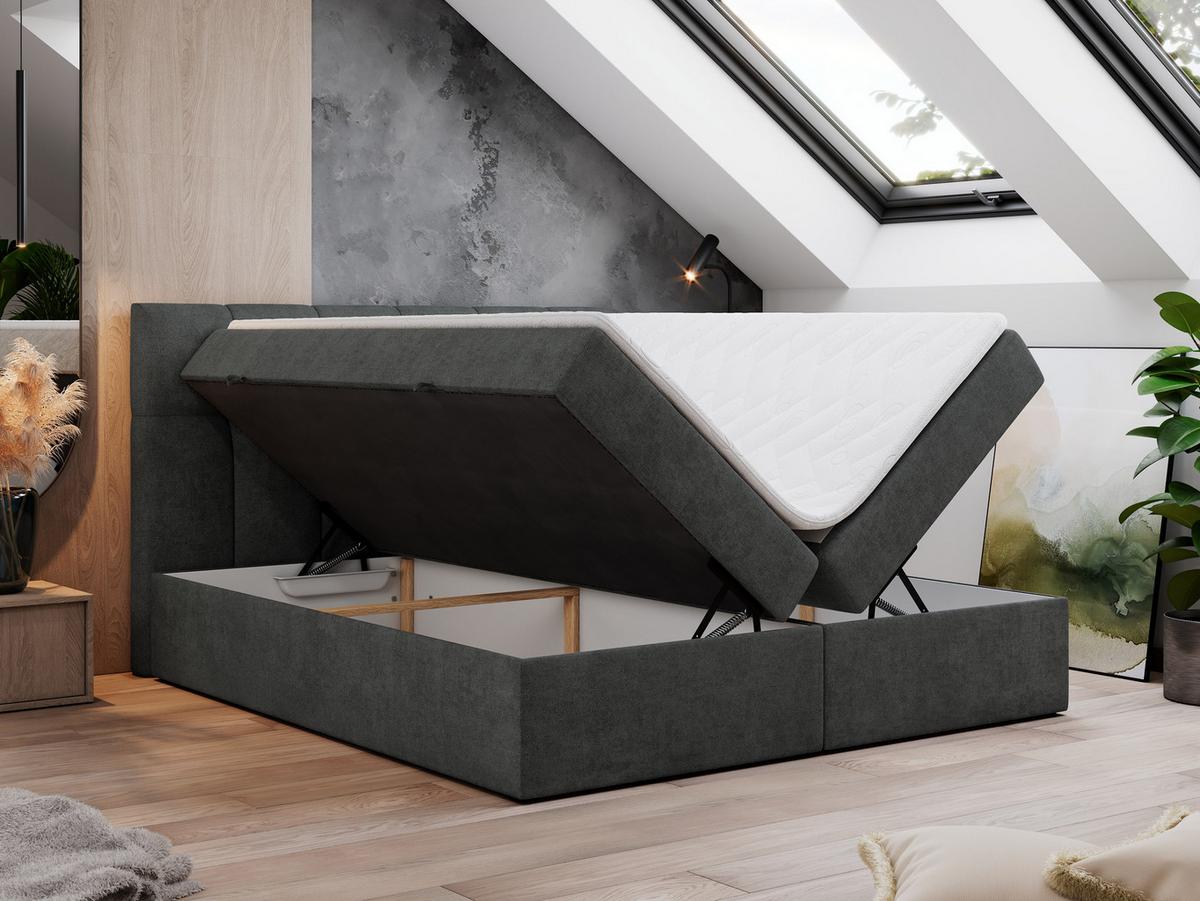 BOXBETT RICO 140/200 Dunkelgrau Struktur - H3 - Dunkelgrau, Holz/Textil (140/200cm) - MKS
