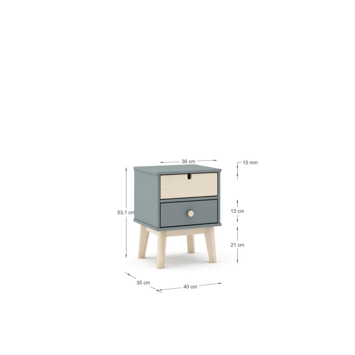 NACHTTISCH Estefania Grün 40/35/53 cm - Grün, Holz (35/53/40cm) - Calicosy