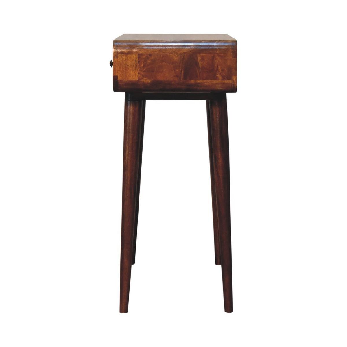 KONSELENTISCH mit 2 schubladen, Nordische Beine, Braun - Kastanienfarben/Messingfarben, Holz/Metall (35/80/78cm) - Artisan Furniture