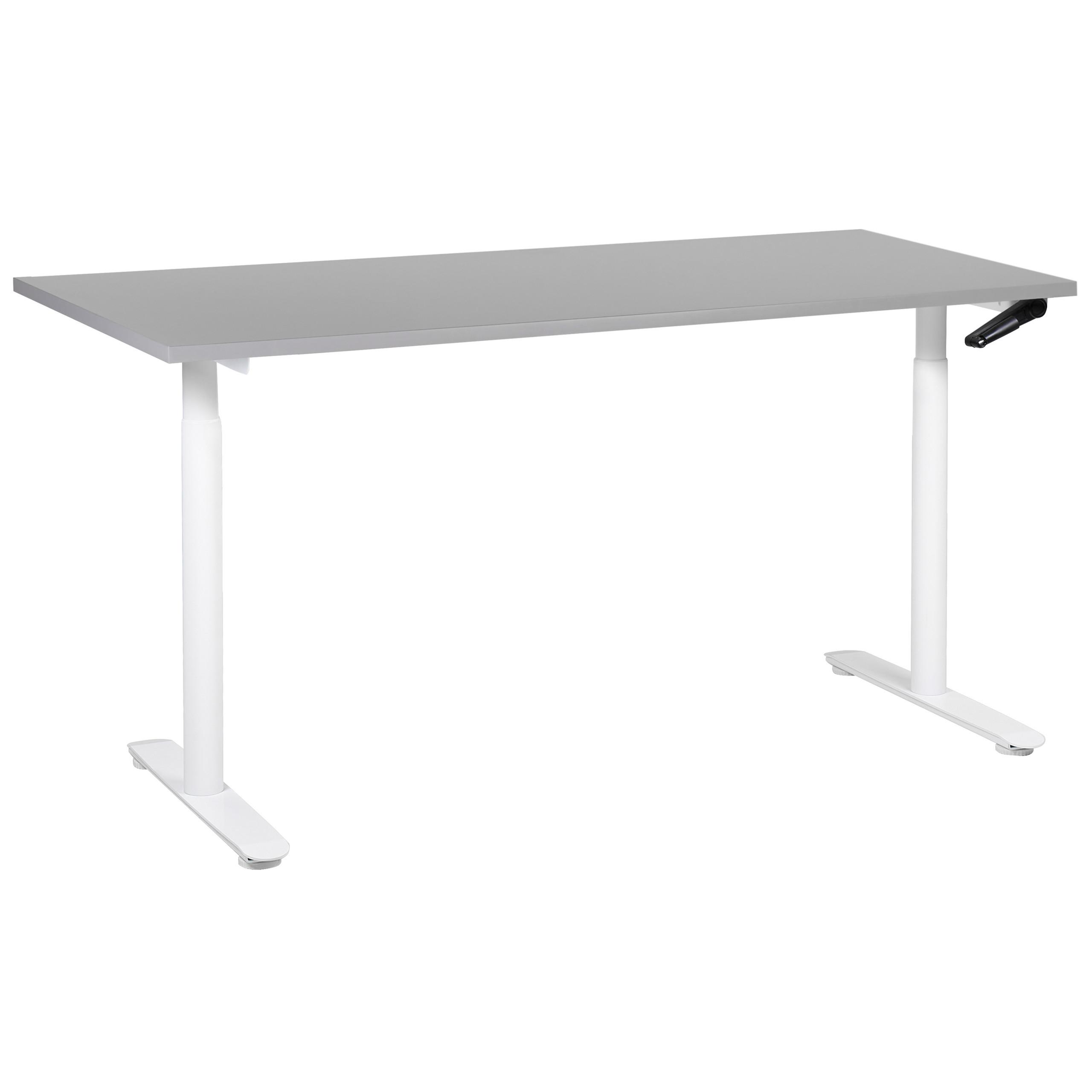 SCHREIBTISCH grauweiß 160/72 cm manuell höhenverstellbar Destin IV - Weiß/Grau, Holz (72/160/74cm) - Beliani