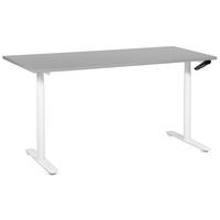 SCHREIBTISCH grauweiß 160/72 cm manuell höhenverstellbar Destin IV - Weiß/Grau, Holz (72/160/74cm) - Beliani