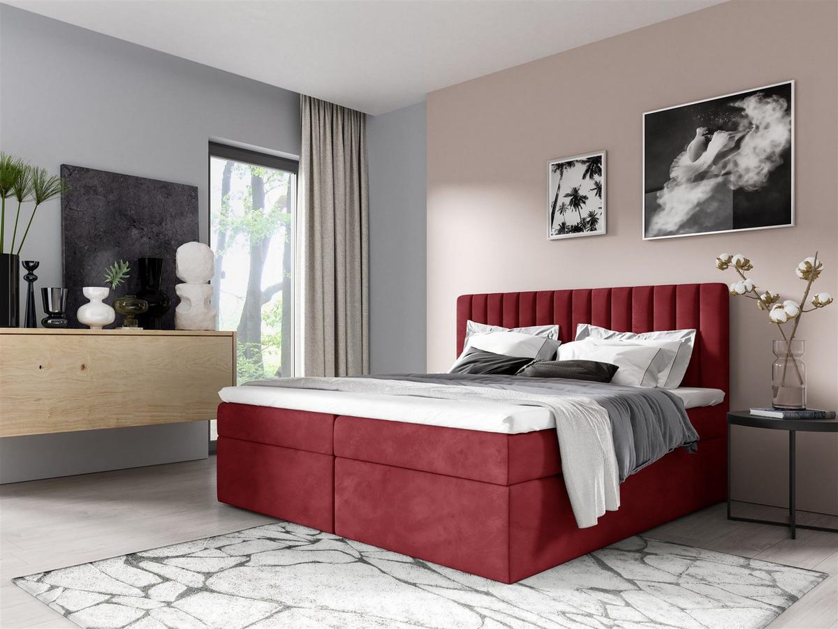 BOXBETT Linnea - Rot, Holzwerkstoff/Textil (140/200cm) - Fun Möbel