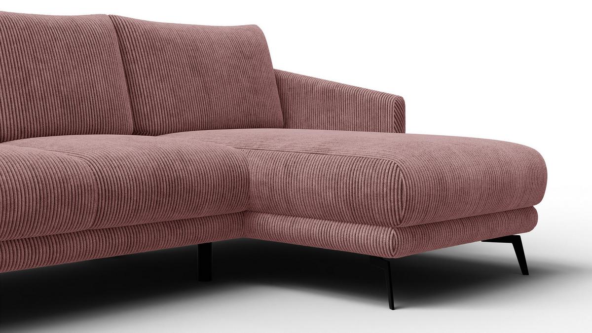 ECKSOFA VILT 3-Sitzer, altrosa - Altrosa/Schwarz, Holzwerkstoff/Textil (221/156cm) - Wozimo