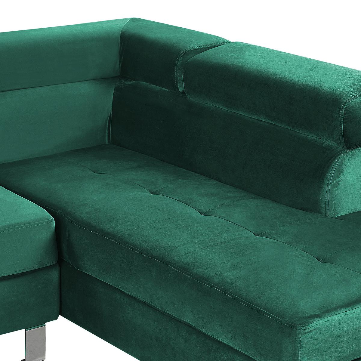 ECKSOFA Samtstoff Smaragdgrün rechtsseitig Norrea - Hellgrün, Textil (262/169cm) - Beliani