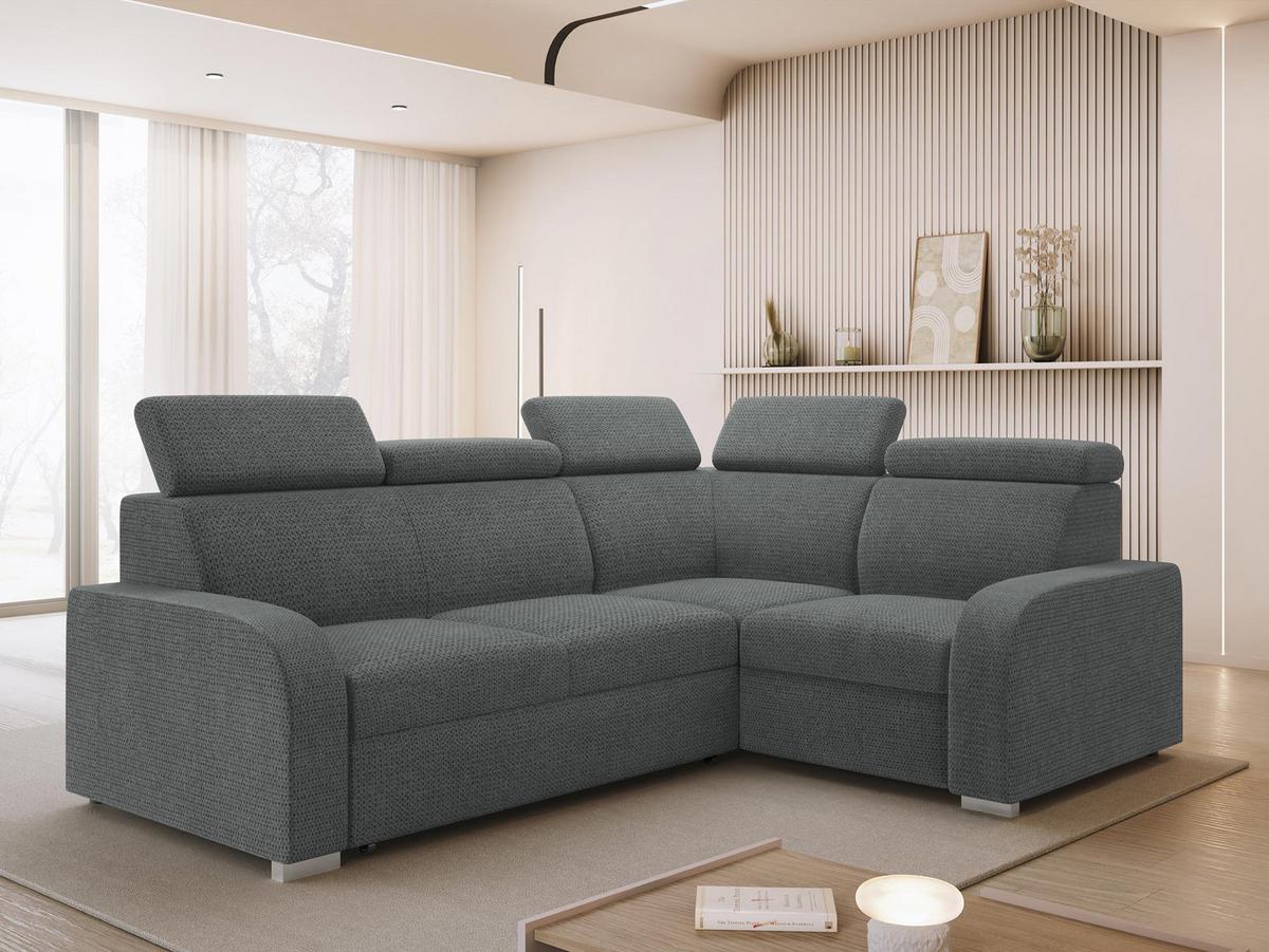 ECKSOFA Oslo 2rR1 80 - Dunkelgrau/Silberfarben, Holz/Kunststoff (250/200cm) - MIRJAN24