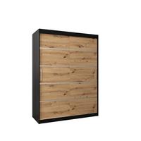 SCHWEBETÜRENSCHRANK 200/150/62 2-türig - Silberfarben/Schwarz, Holz/Kunststoff (150/200/62cm) - MÖBEL KRYSPOL