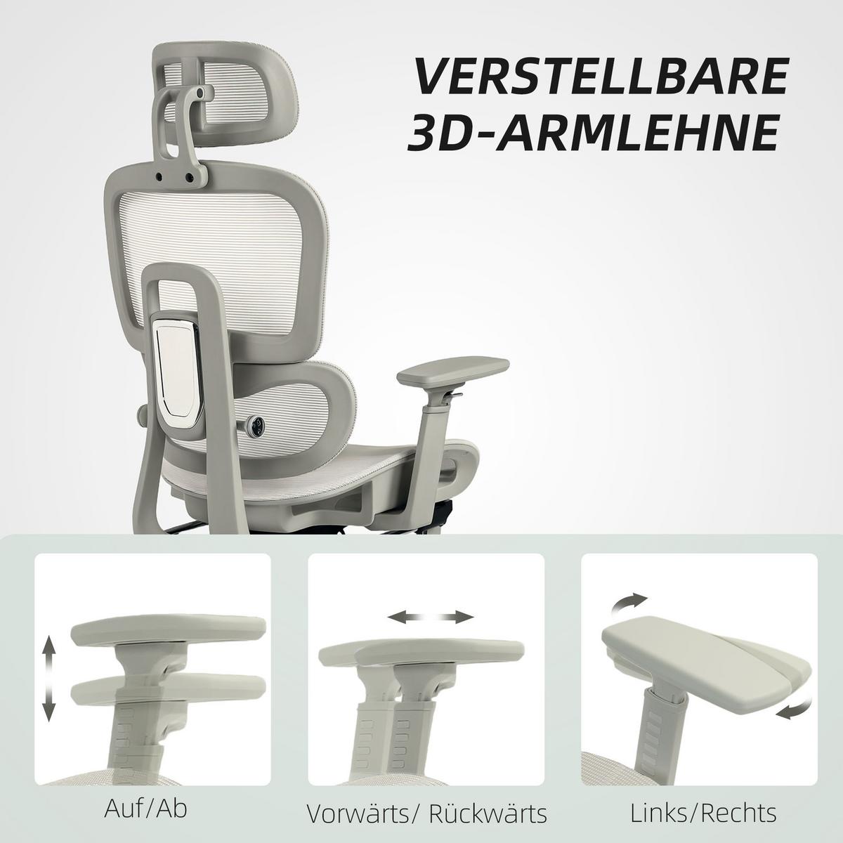 BÜROSTUHL mit Wippfunktion Liegefunktion Ergonomisch Höhenverstellbar Beige - Beige/Schwarz, Kunststoff/Textil (64/122/66cm) - HOMCOM