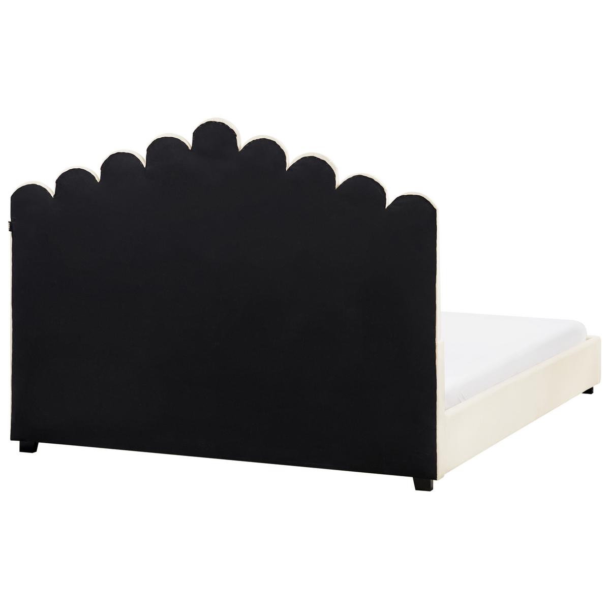 BETT mit Lattenrost 140/200 cm Samtstoff Cremeweiß Vincennes - Creme, Textil (140/200cm) - Beliani