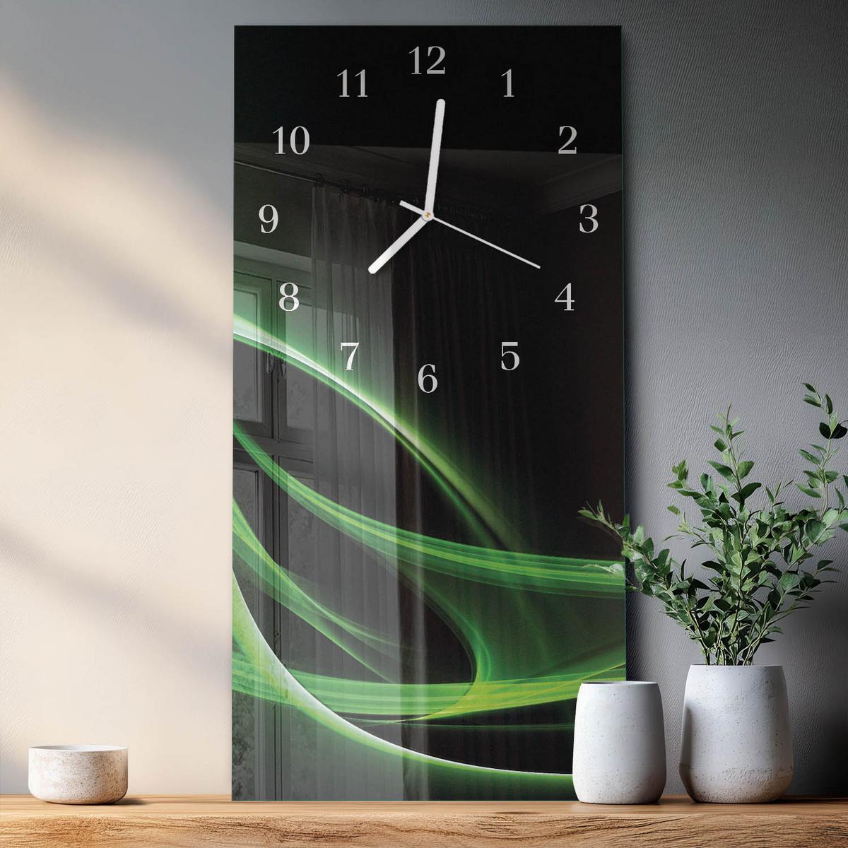 WANDUHR aus Glas 30x60 cm - Abstraktion - Schwarz, Glas (30/60/0.4cm) - TULUP