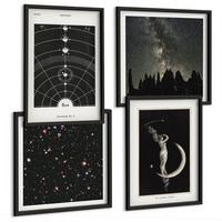 BILDER SET 4er Set - 50x50 cm & 40x60 cm Schwarzer Rahmen - Galaxie im Sonnensystem - Schwarz, Kunststoff (50/50cm) - TULUP