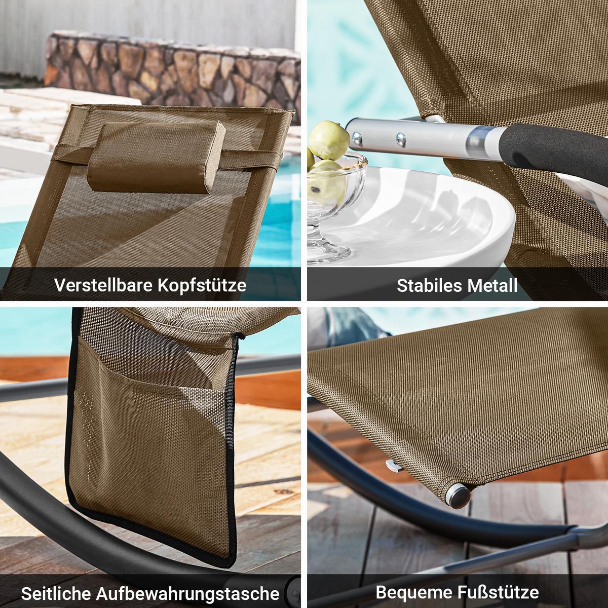 SONNENLIEGE 2 Personen, Gartenliege bis 150kg, Braun - Braun, Metall (63/87/150cm) - SoBuy