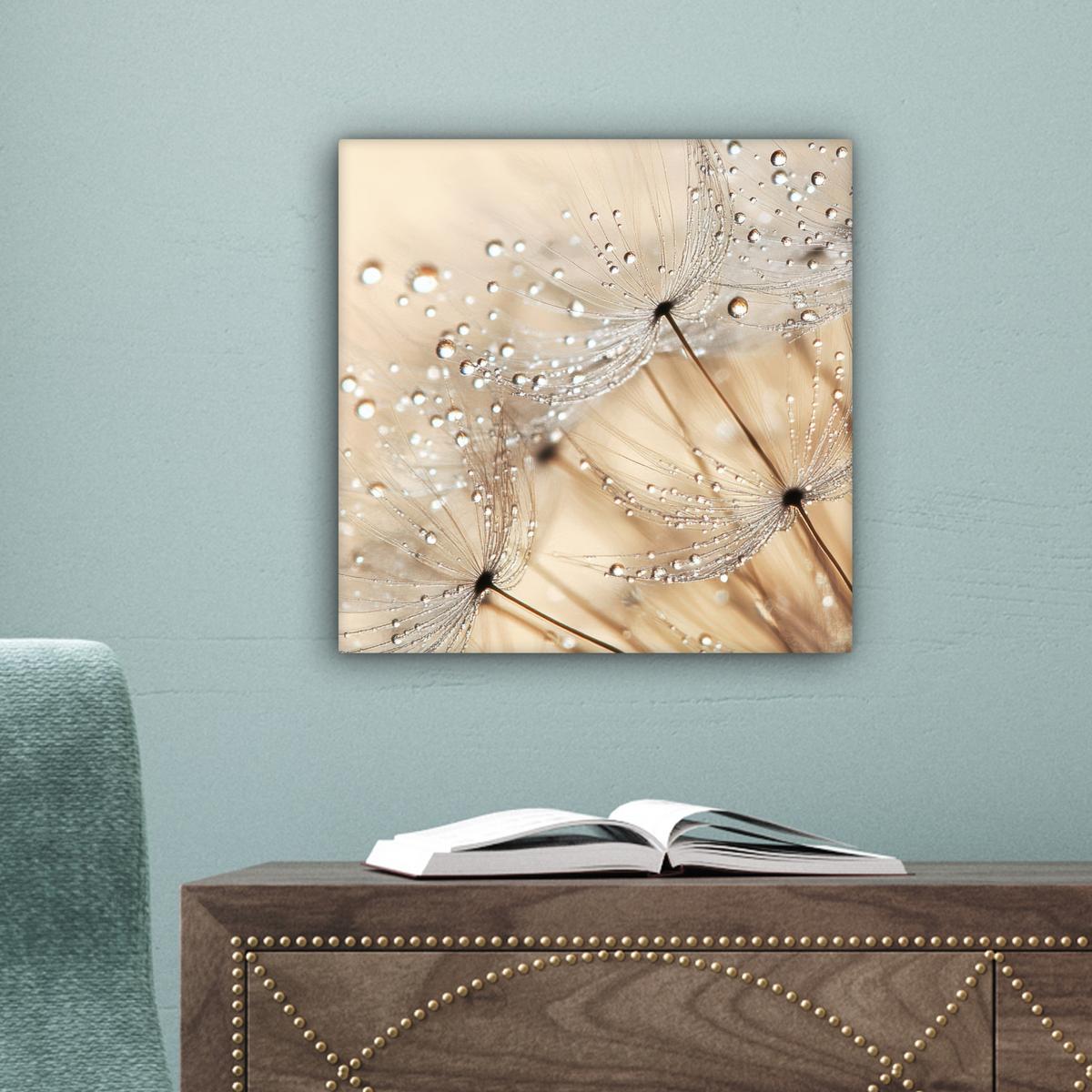 LEINWANDBILD Löwenzahn - Abstrakt - Natur - Beige Deko Wohnzimmer 20x20 cm - Braun, Textil (20/20cm) - MuchoWow