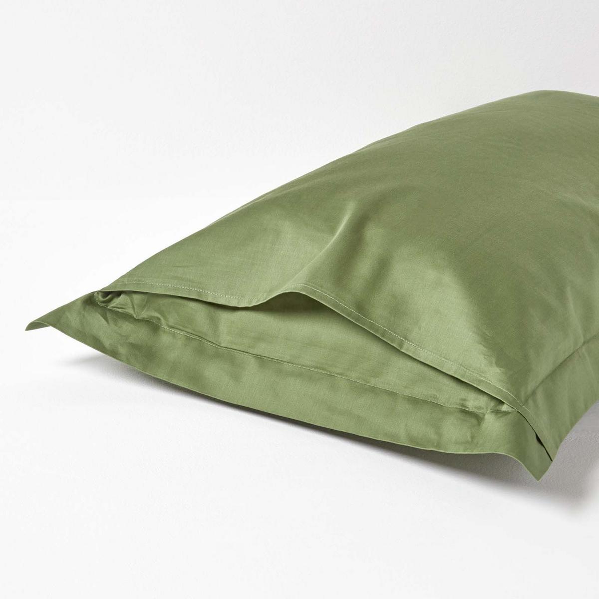 BIO-KISSENBEZUG Satin mit Stehsaum, Fadendichte 400 - Grün, Textil (48/74cm) - Homescapes