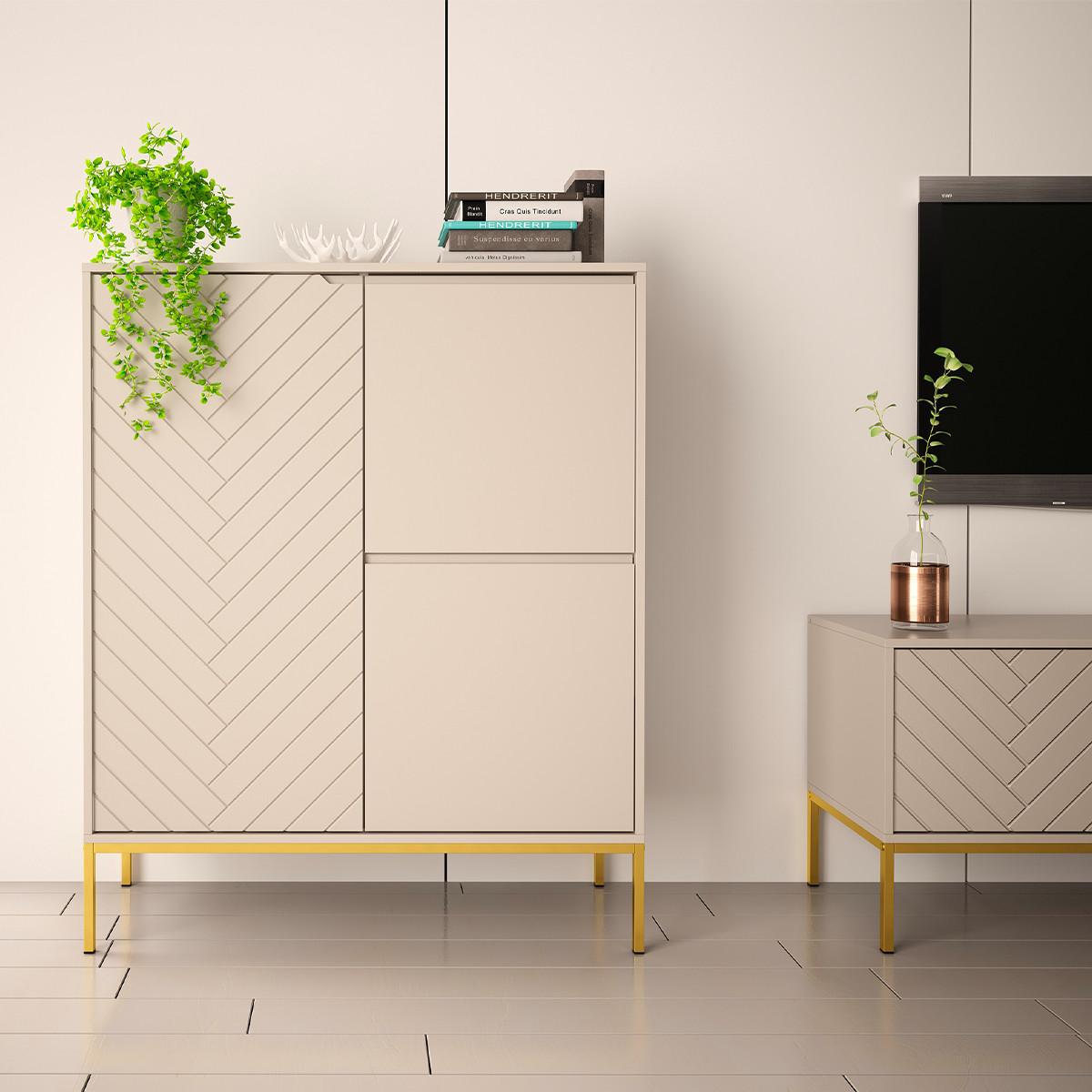 SIDEBOARD Daria Kaschmir - Beige, Holzwerkstoff (102/145/39cm) - Petits-meubles