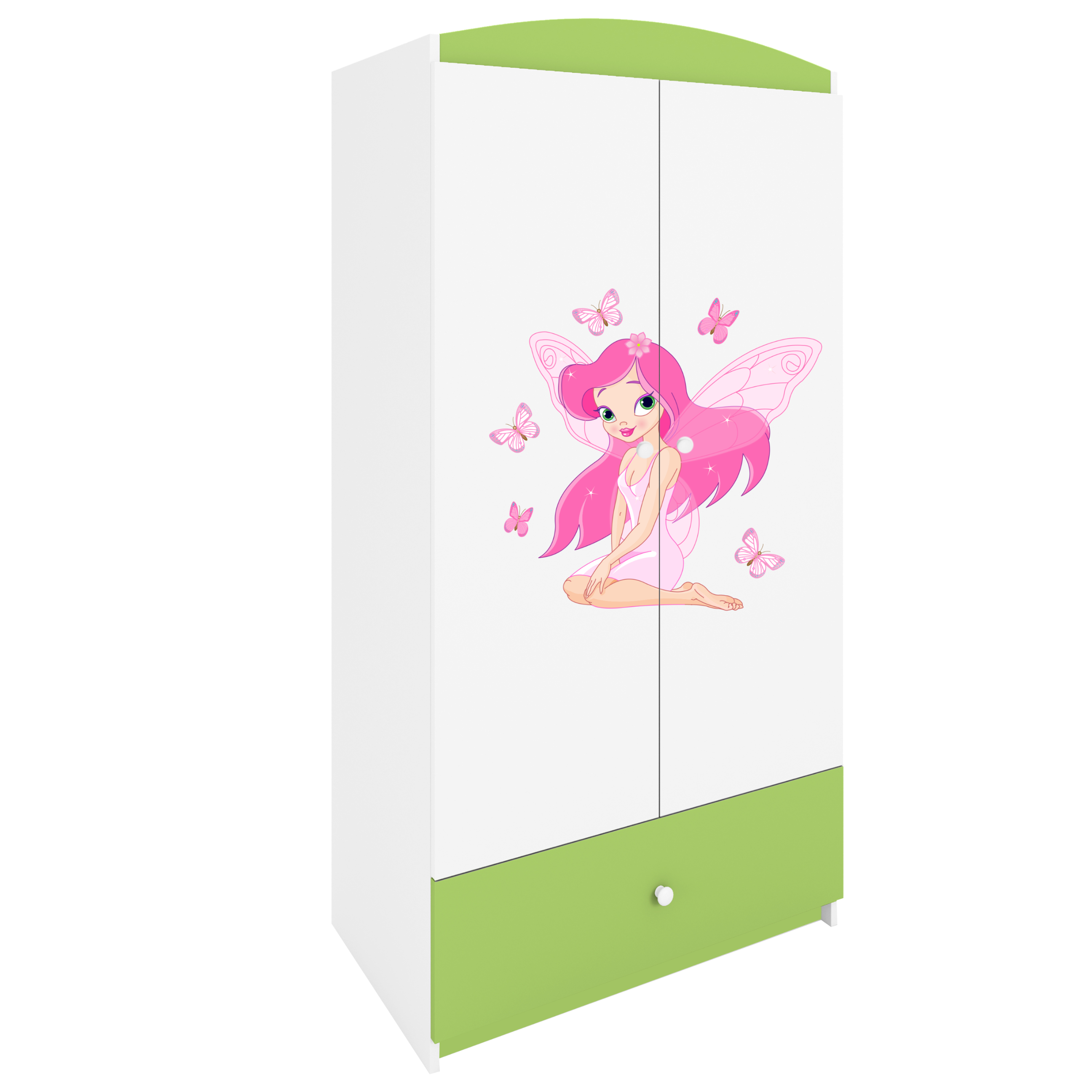 KINDERKLEIDERSCHRANK Elfe I - Grün, Holzwerkstoff (90/175/52cm) - RAUMHIRSCH FURNITURE