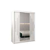SCHWEBETÜRENSCHRANK 200/150/62 2-türig - Silberfarben/Weiß, Holz/Kunststoff (150/200/62cm) - Abiks Möbel