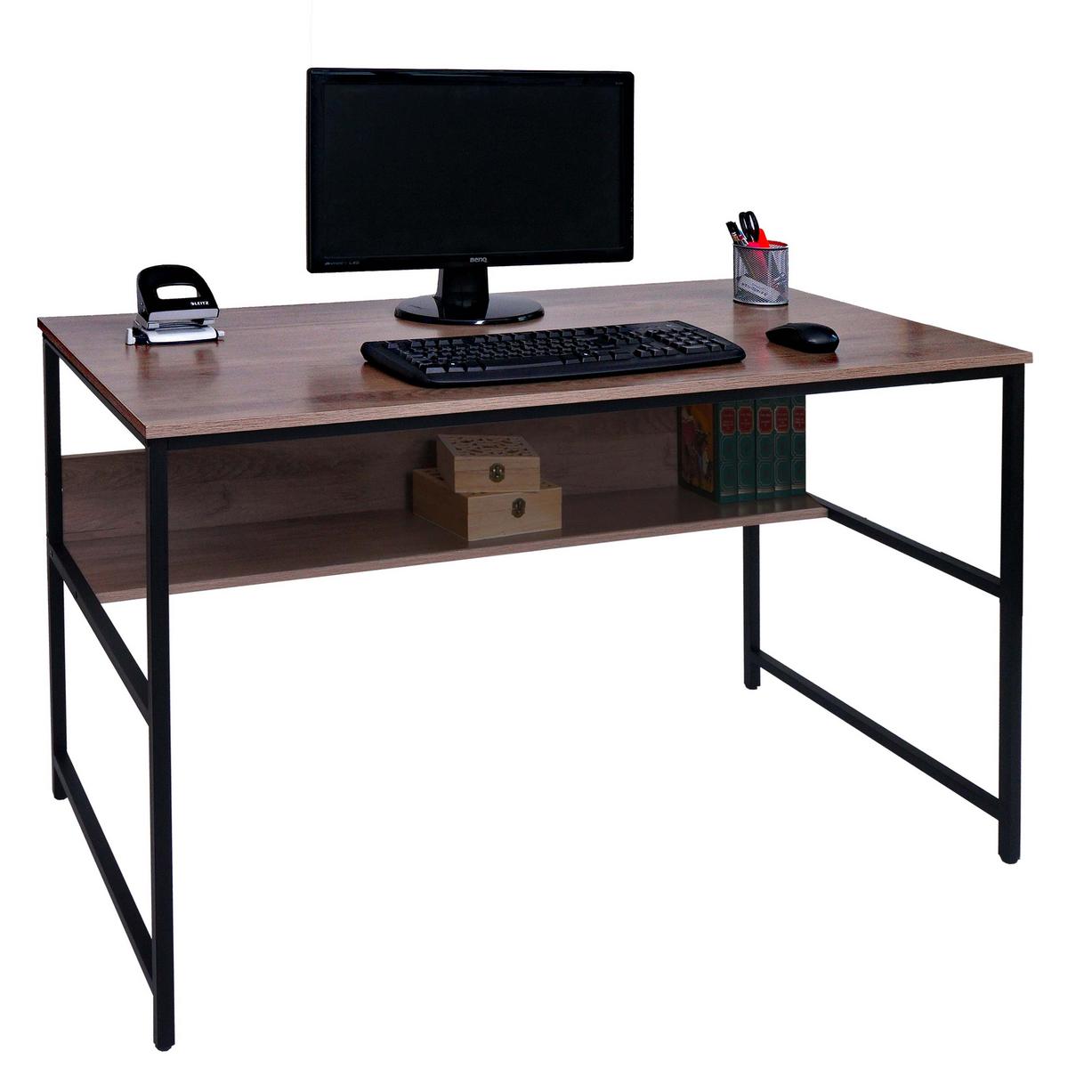 SCHREIBTISCH rechteckig Braun, Grau - Braun/Grau, Metall (60/120/78cm) - MCW
