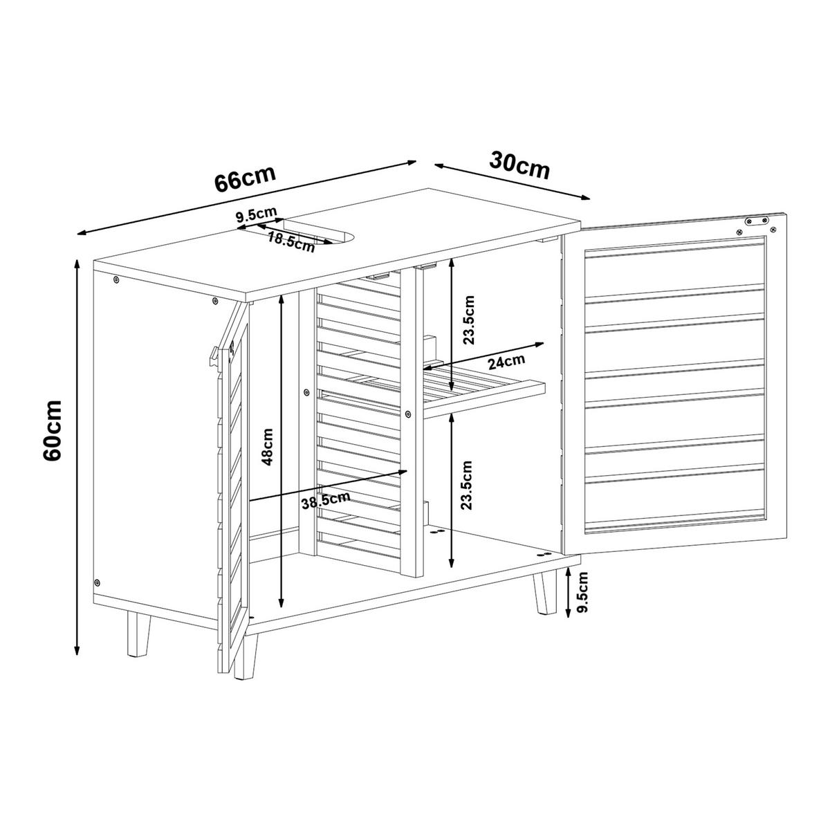 WASCHBECKENUNTERSCHRANK Epind - Naturfarben, Holz (66/60/30cm) - [en.casa]