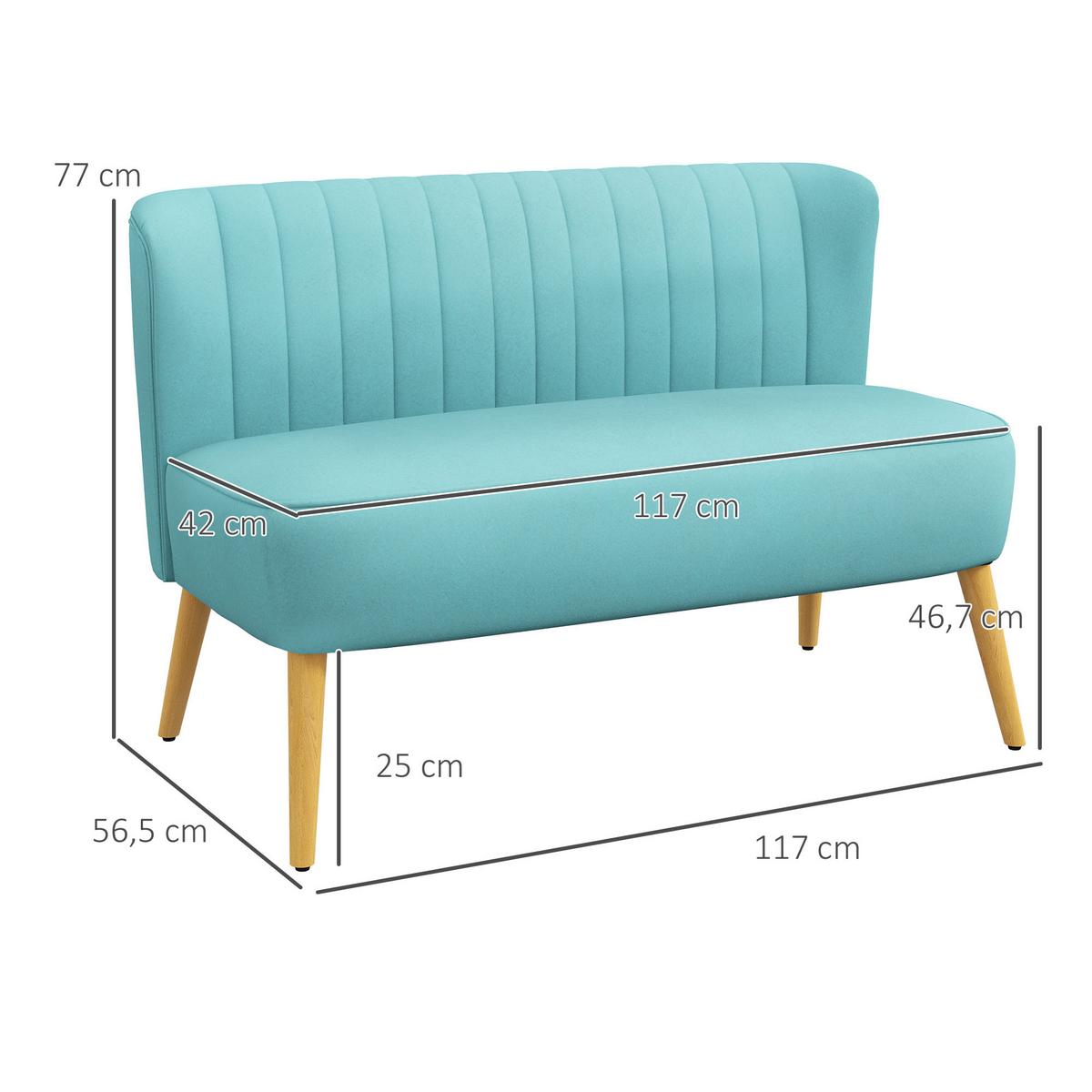 SOFA Textil Grün - Grün, Holz/Textil (56.5/77/117cm) - HOMCOM