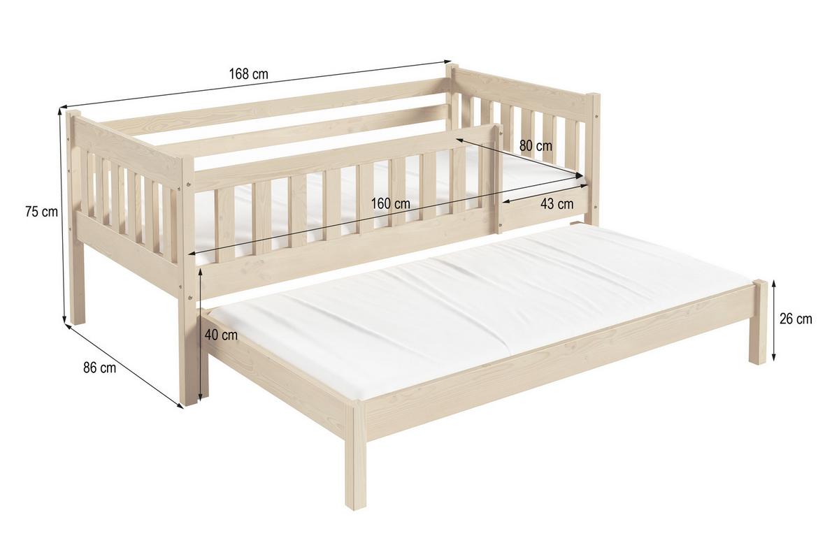 KINDERBETT STELLA 80x160 cm Hellgrau - Hellgrau, Holz (80/160cm) - MASSENO