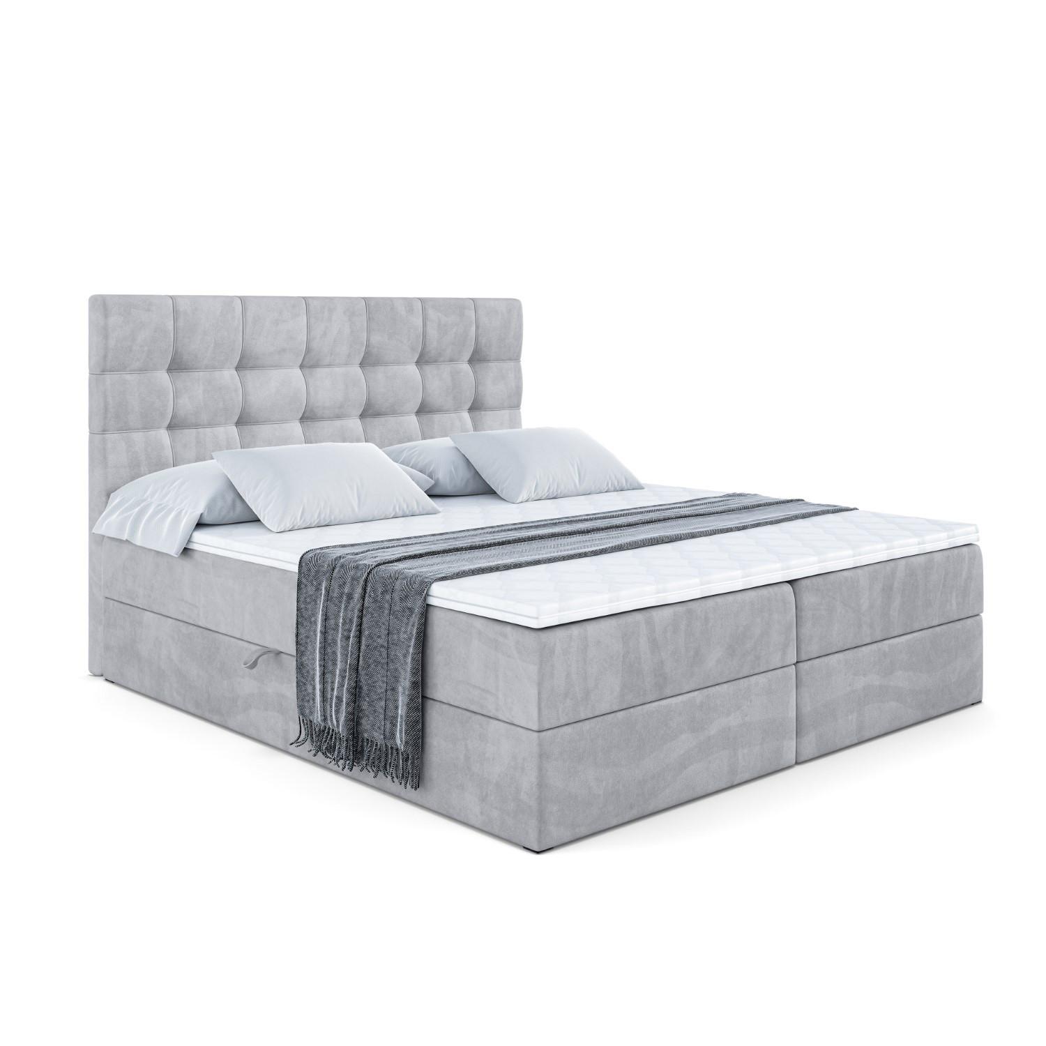 BOXBETT mit H3-Matratze und Lattenrost - BERO - 140x200 Hellgrau - Hellgrau, Holzwerkstoff (140/200cm) - ALTDECOR